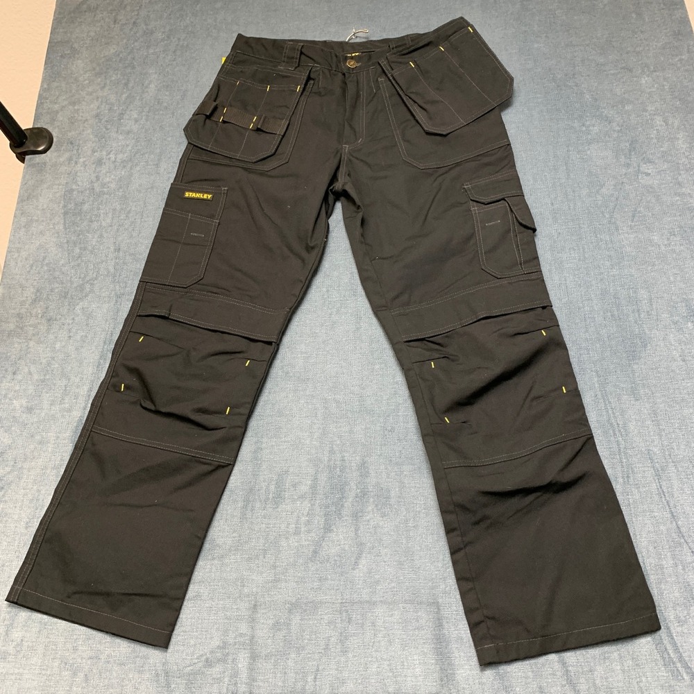Stanley Cargo Pants Mens 34x31 Black Straight Leg Utility Pockets Hiking Camping